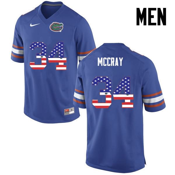 Men's NCAA Florida Gators Lerentee McCray #34 Stitched Authentic USA Flag Fashion Nike Blue College Football Jersey QGM7565DM